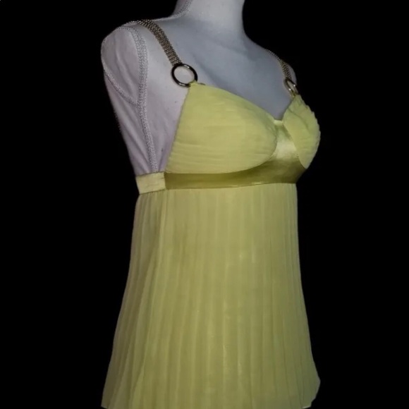 ❤️ROBERTO CAVALLI VINTAGE CHARTREUSE YELLOW PLEATED HALTER TOP 40 ITALIAN W/TAGS - Picture 10 of 10